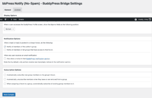 bbpnns/BuddyPress Bridge Settings